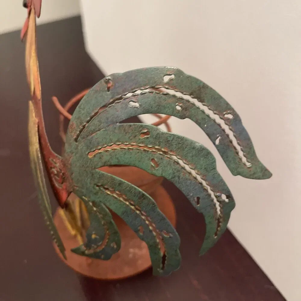 ~Rooster~Metal Candle Holder Stand  Country  Item About 6 1/2” Tall